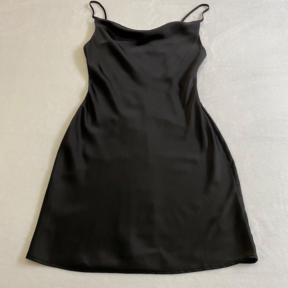 Urban Outfitters Cowl Neck Black Slip Mini Dress, Size Small - Picture 3 of 13